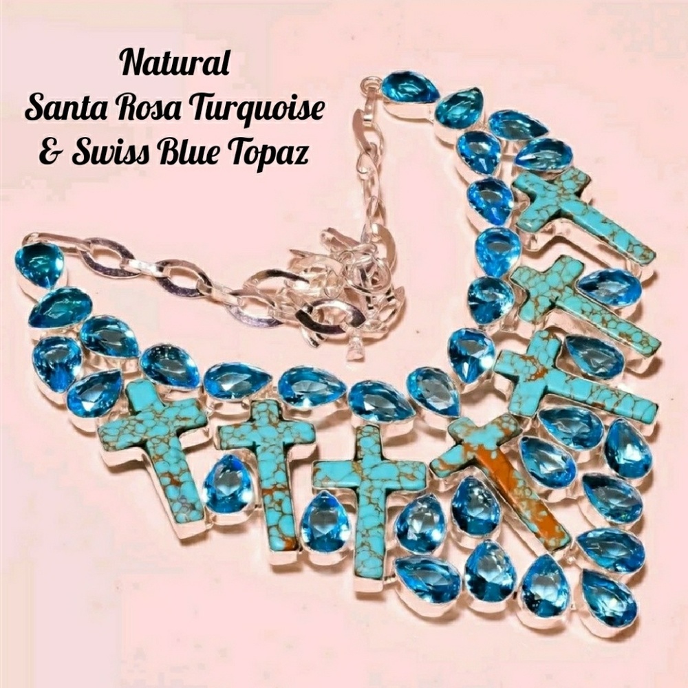 ❌SOLDSanta Rosa Turquoise Sterling Silver Necklace - Picture 1 of 8